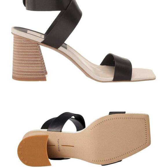 Dolce Vita | Black Paytin Square Toe Crossover Strap Heeled Sandal | Size 7 - Picture 9 of 13